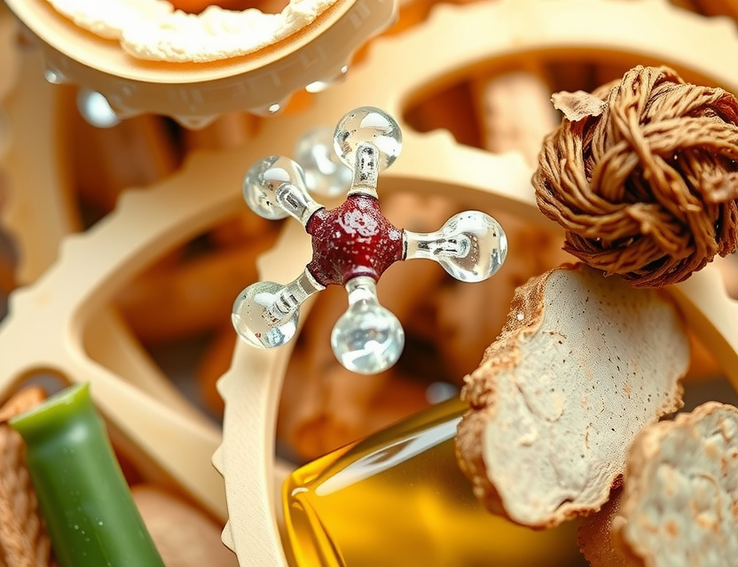 Macro shots of natural ingredients like collagen and botanicals